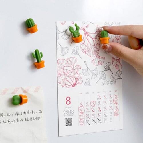 6PCS Creative Cute Cartoon Fridge Magnet For Living Room Cactus Message Decoration Sticker For Home Photo Wall Stationery Toy
