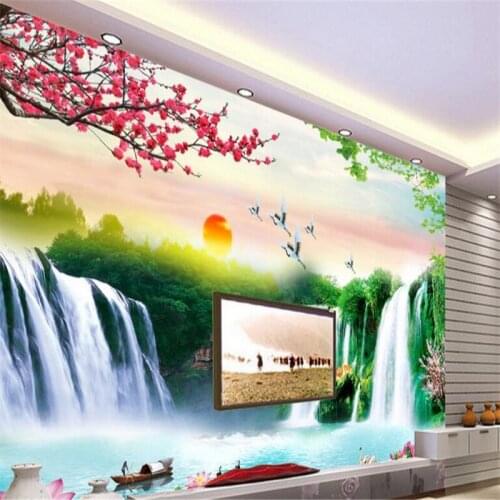 Beibehang Large custom wallpapers picturesque living water living room TV backdrop papel de parede para quarto casal 3d