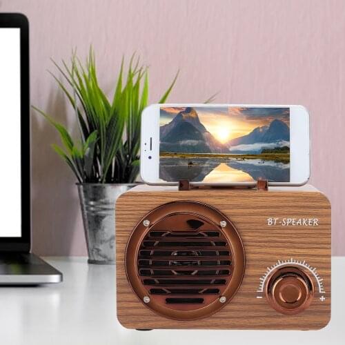 FT3001 Wooden Vintage Bluetooth 360° Dimensional Sound MP3 Player Speaker Portable Outdoor Intelligent Computer Loudspeaker Box