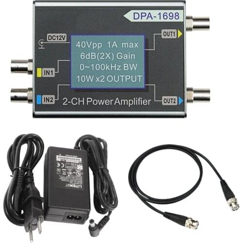 DPA-1698 High Power Dual Channel DDS Function Signal Generator Power Amplifier DC Power Amplifier 40V 0-100KHz EU/US Plug