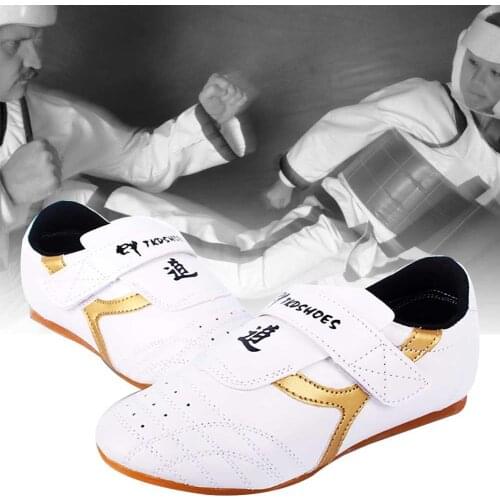Unisex Faux Leather Breathable Taekwondo Martial Arts Karate Training Shoes fit boxing Kung Fu TaiChi competition accessories