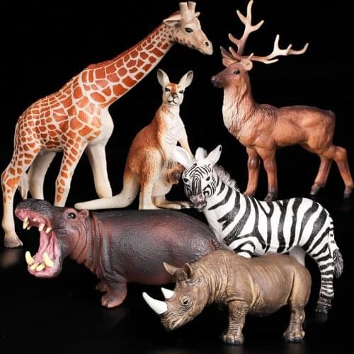 Animals Wild Lion Tiger Giraffe Elephants Action Figure Farm Poultry Horse Cow Figurines Model Pvc Educational Toys For Kids