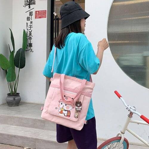 Fashion Student Canvas Shoulder Schoolbag Cute Cartoon Print female messenger bags New handbag for girls tote bag Crossbody Bags