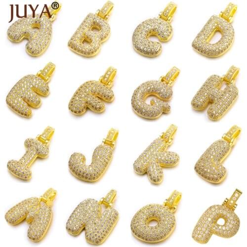 Juya Jewelry Making Cubic Zirconia Alphabet Letter Charms Initial Pendants For Women Men Necklace Gift Hand Made Wholesale