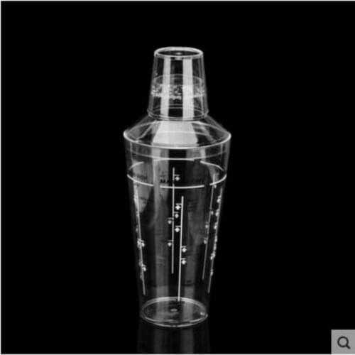 Kitchen Barware Bar Tools 700ml Transparent Pc Cocktail Shake Device Flask With Measuring Scale