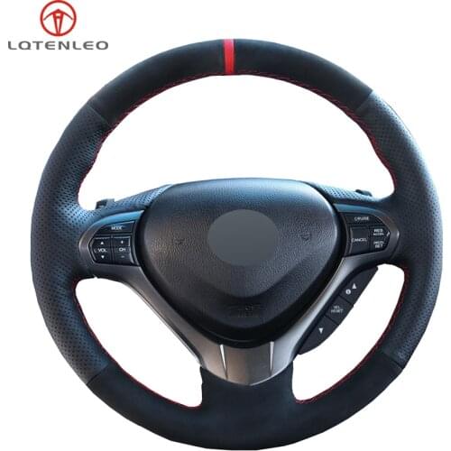 LQTENLEO Black Genuine Leather Hand Sew Car Steering Wheel Cover For Honda Spirior OId Accord