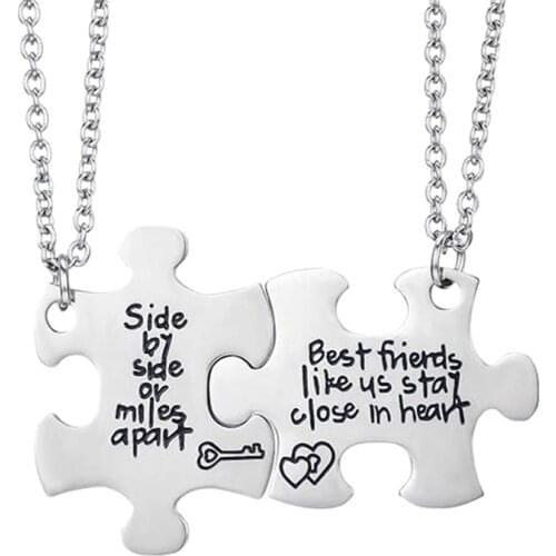 Best Friends Side By Side or Miles Apart Best Friend Necklaces Set Heart Best Friend Gifts for Teen Girls BFF Friendship Necklac