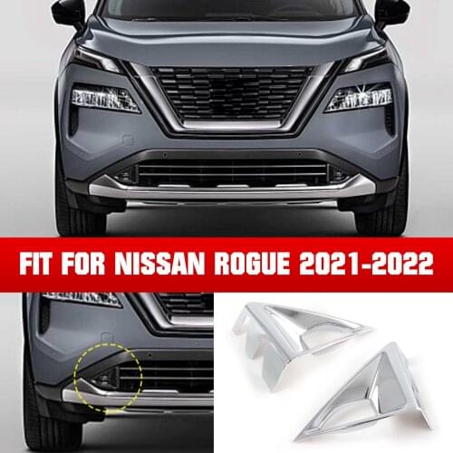 ABS Chrome Front Fog Lamp Light Cover Trim Front Bumper Grille Lower Signal Lamp Cover Trim for Nissan Rogue 2021 2022