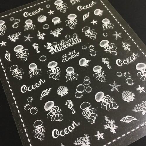 Newest CC sereis CC-012 jellyfish 3d nail art sticker nail decal stamping export japan designs rhinestones decorations
