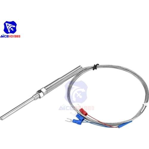 Diymore 1M PT100 Platinum Resistor Thermocouple Temperature Sensor 50mm Probe M8 Thread PT100 Temperature Sensor Wire 0 -400