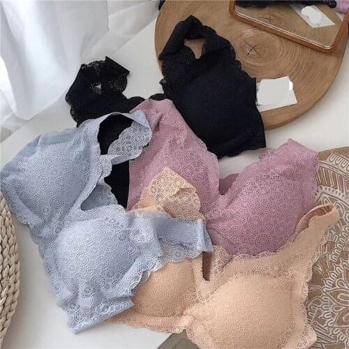 Plus Size Bra Seamless Beautiful Back Bras For Women Underwear Sexy Lace Brassiere Push Up Bralette With Pad Vest Top Bra