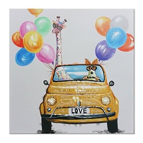 Hand painted modern wall art picture for living room bedroom home decor abstract happy animal oil paintings on canvas no frame