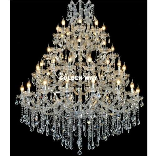 Modern Clear Crystal Chandelier Lighting D130cm H160cm 49L LED Crystal Light for Hotel Project Restaurant Lustres Luminaria Lamp