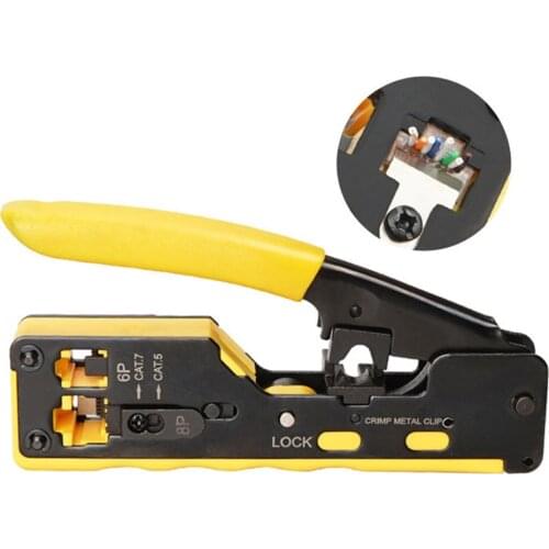 All in one EZ RJ45 Tool Network Crimper Cable Crimping Tools for RJ45 Cat7 Cat6 Cat5 RJ11 RJ12 Modular Plugs Metal Clips Pliers