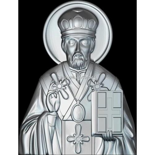 High quality New 3D model for cnc Saint Nicholas 3D carved figure sculpture machine in STL file Religion