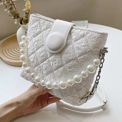 Lozenge Small Shoulder Bags Lace Designer Bucket Messenger Bag Ladies Diamond Handbags Quilted Chain Pearl Tote Crossbody Bags