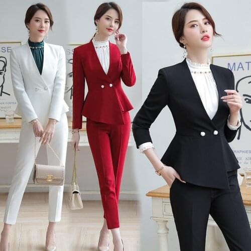 Womens suit 2019 autumn new fashion temperament casual professional set of trousers versatile womens two-piece suit