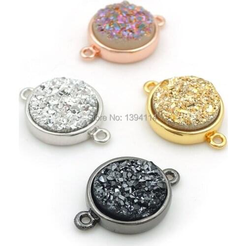 10mm 12mm Mixed Colors Plastic Druse Round Base Of Gluing Plastic Druse Connectors Fit For Making Bracelets Jewelry