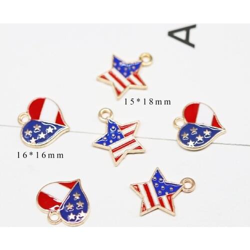 10pcs/Lot Five Pointed Star Peach Heart Diy Handmade Oil Enamel Charms Design for Jewelry Making Earring Bracelet or Necklace