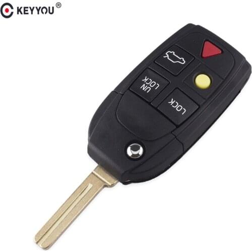 KEYYOU 10PCS Replacement 5 Buttons Remote Flip Folding Key Shell For Volvo XC70 XC90 V50 V70 S60 S80 C30 Fob Car Key Case