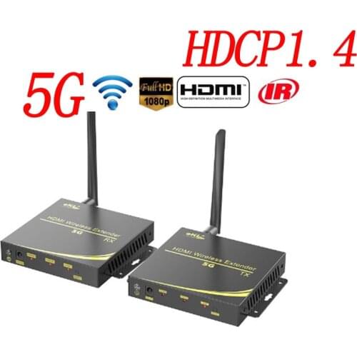 100M Wireless WiFi HDMI Transmitter Receiver 5GHZ 1080P Local Loop-out supports HDCP1.4 HDTV With IR Remote HDMI5G Extender