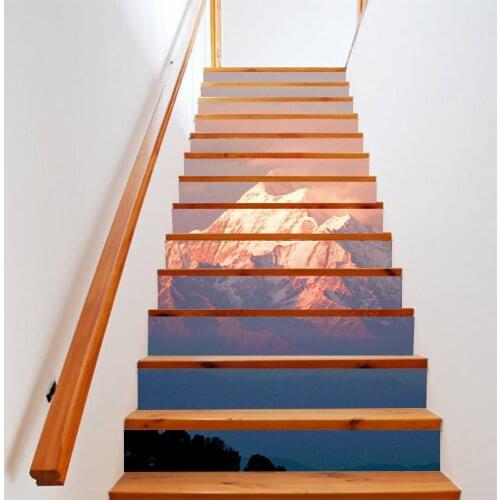 13pcs Self Adhesive PVC Staircase Decoration Stickers 3D Landscape Wallpaper Home Decor Stair Decal Waterproof DIY Stairs Murals