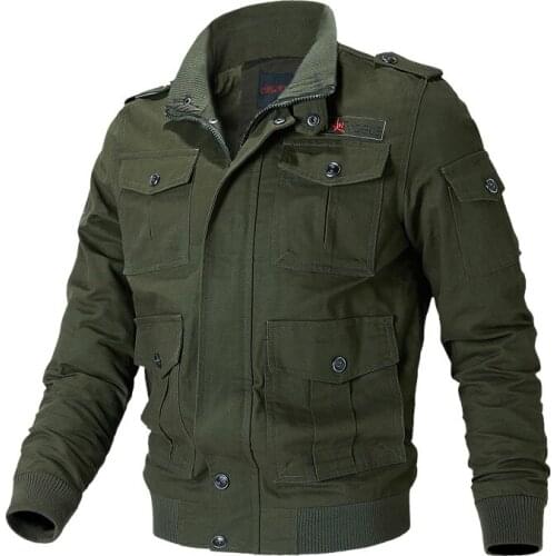 2019 New Spring Autumn Mens Military Jacket Cotton Pilot Jacket Coat Army Male Bomber Jackets Cargo Flight Jacket Men Size 4XL