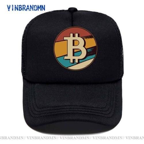 2021 Fashion Men Women Trucker Cap Hat BitCoin Bit Coin Vintage Funny Baseball caps Summer Hip Hop Mesh Cool Caps Hats for Youth