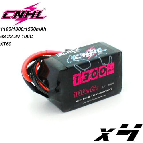 4PCS CNHL Lipo 6S 1300mAh Battery 22.2V Black Series 100C XT60 For RC FPV Car Vortex LRC Freestyle V1 Boat Heli Airplane Drone