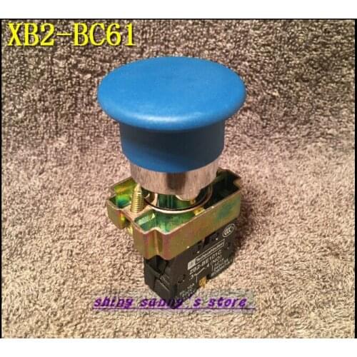 4Pcs/Lot XB2-BC61 1 NO Momentary Blue Mushroom Head Push Button Switch N/O Brand New