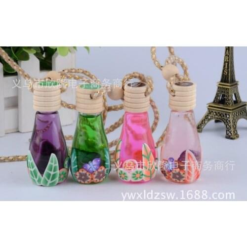 5pcs Lovely mini glass perfume bottle car ornaments cylinder-shaped perfume bottle air fresher Freeshiping
