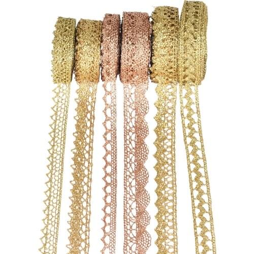 5yards Gold Silver Lace Trim Bilateral Handicrafts Embroidered Net Lace Trim Fabric Ribbon DIY Sewing Wedding Dress Accessories