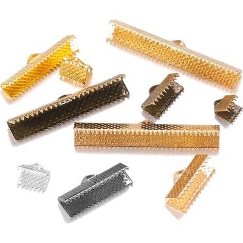50pcs Cord Crimp End Beads Buckle Tips Clasp cord flat cover clasps For Jewelry Making Findings Diy Necklace Bracelet Connectors