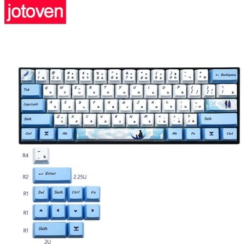 72 key Mechanical Keyboard Animation Keycap Sublimation Process PBT Japanese English Font OEM Height Keycap for Cherry Switch