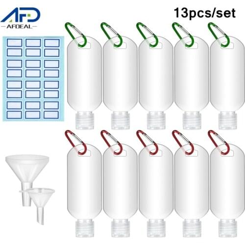 8/13pcs Refillable Gel Bottle with Key Ring Hook Clear Empty Refillable Bottle Hand Sanitizer Split Bottles for family