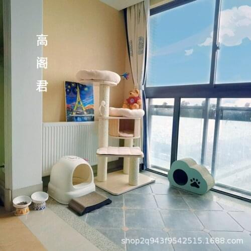 Solid Wood Cat Climbing Frame Cat Litter Cat Tree One Big Cat Shelf Sisal Solid Cat Scratcher Cat Jumping Platform Toy