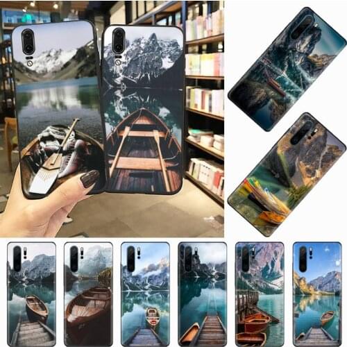 Ferry Wooden boat Beautiful landscape Phone Case For Huawei honor Mate P 10 20 30 40 Pro 10i 9 10 20 8 x Lite