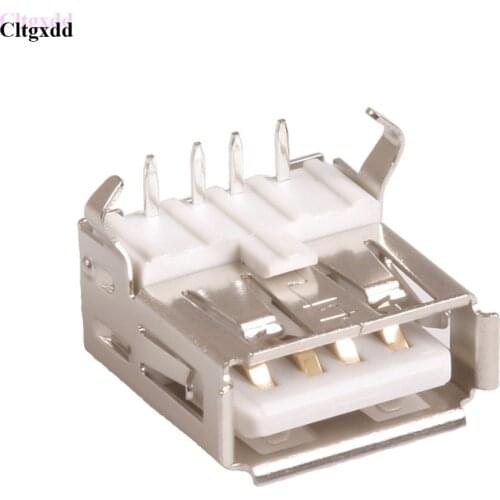 Cltgxdd 10pcs/lot USB 2.0 4Pin A Type Female Socket Connector G52 2feet 90degree for Data Transmission Charging