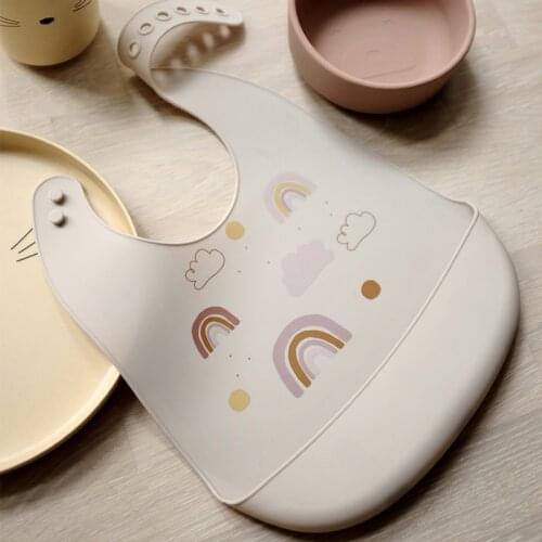 Baby Ins Style Print Bibs Waterproof Soft Silicone Baby Feeding Stuff Cute Pattern Kids Girl Boy Toddler Adjustable Children Bib