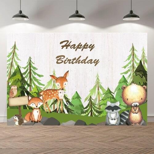 Seekpro Photography Background wonderland cartoon animals Happy birthday new born party baby shower Backdrop Photo Photocall