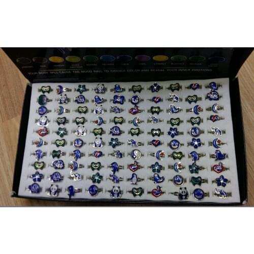 Mood temperature sensing mood ring alloy cartoon open mouth mood ring mix style 100pcs/lot