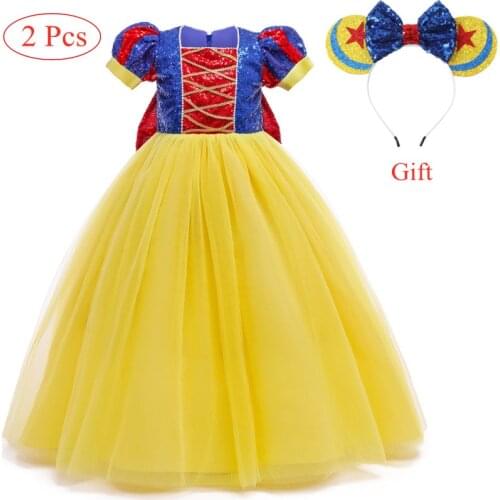 2021 Halloween Cosplay Costume Kids Clothes Sequins Girls 4 Year Birthday Party Princess Long Dress Childrens Carnival Costumes