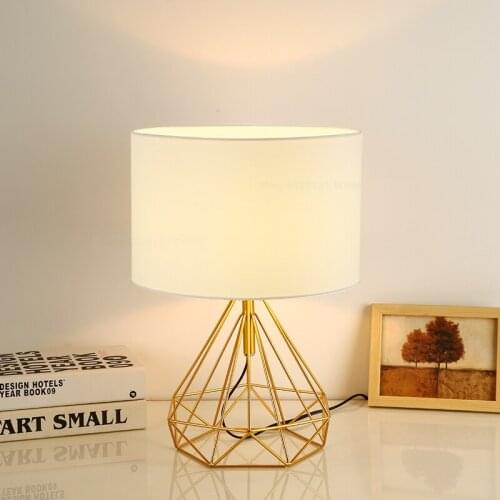 Nordic Retro Creative Geometric Table Lamps for Living Room Decor Drum Shade Bedroom Bedside Lamp Home Study Room Light Fixtures