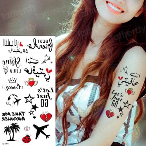 Minimalist tattoo women temporary tattoo word black small tattoos on hand wrist waterproof fake tatoo words heart body stickers
