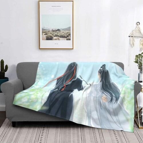 Mo Dao Zu Shi Blankets Flannel Spring Autumn Anime Multi-function Soft Throw Blanket for Sofa Bedroom Bedspread