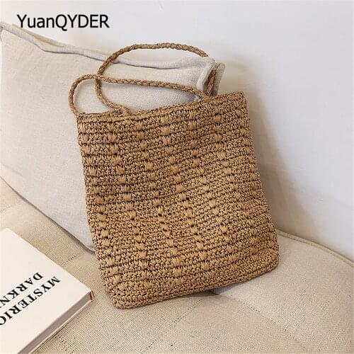 Fashion Woven Womens Straw Woven Bag Large Capacity Designer Ladies Shoulder Bag 2021 Summer New Women Beach Bags Bolso Mujer