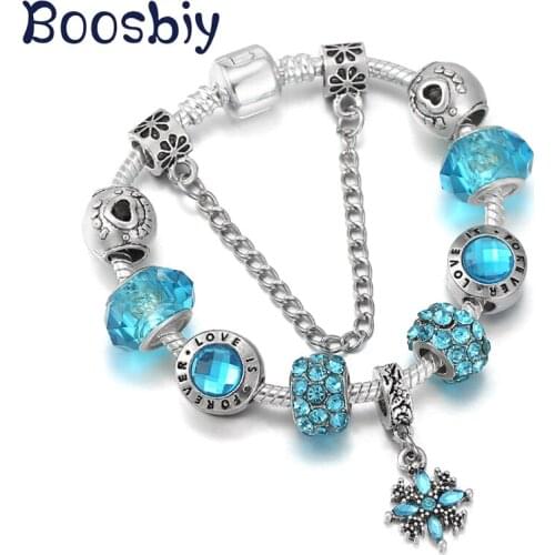New Arrival Femme Bracelet Silver Plated Lucky Knot Charm Bracelet DIY Crystal Glass Beads For Women Handmake Jewelry Gift