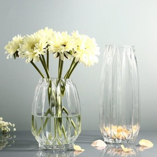 Pastoral Thiken Glass Transparent Vase Brief Living Room Home & Garden Decoration Diamond Lily Rose Vases 30cm