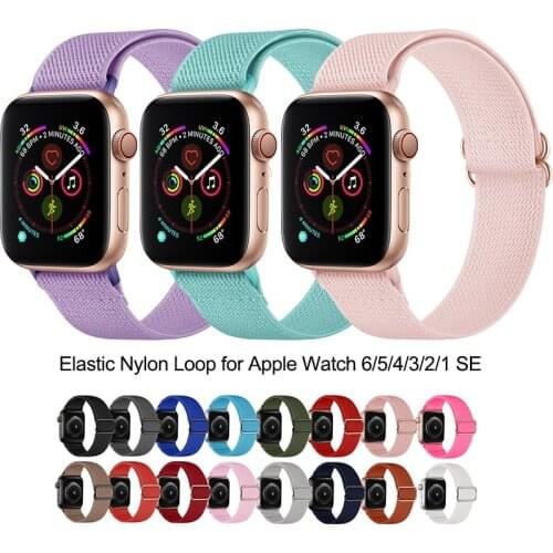 Elastic Fabric Strap Loop for Apple Watch iWatch SE 6 5 4 3 2 1 38mm 42mm 40mm 44mm Fashion Nylon Men Women Replacement Band