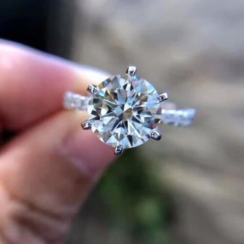 With Certificate All Whole Solid 925 Silver Ring With Original Natural Zirconia Gemstone Ring Silver 925 Jewelry Wedding Band